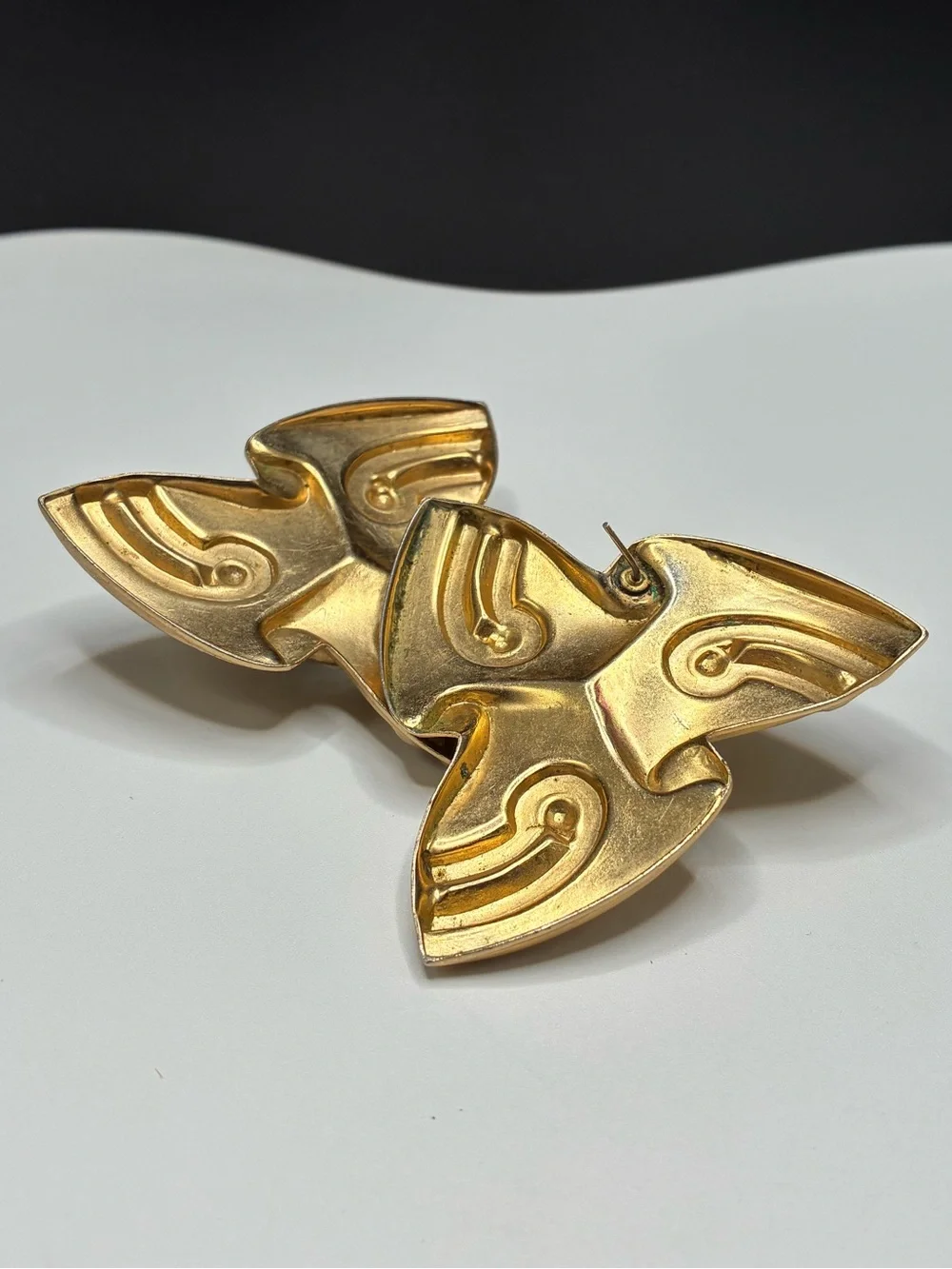 1980’s Gold-Tone Pinwheel Crystal Earrings - Women's Jewelry
